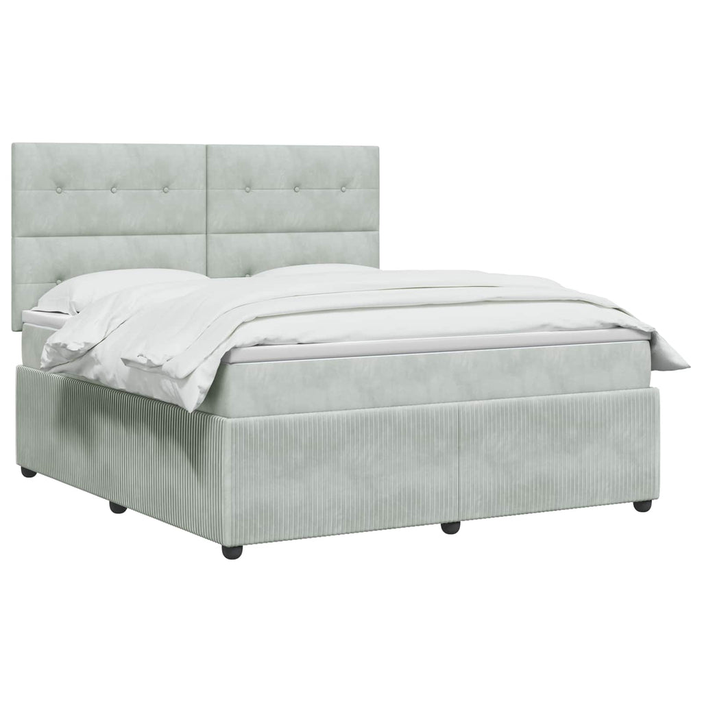 vidaXL Łóżko z box spring LED z materacem jasnoszary 160 x 200 cm