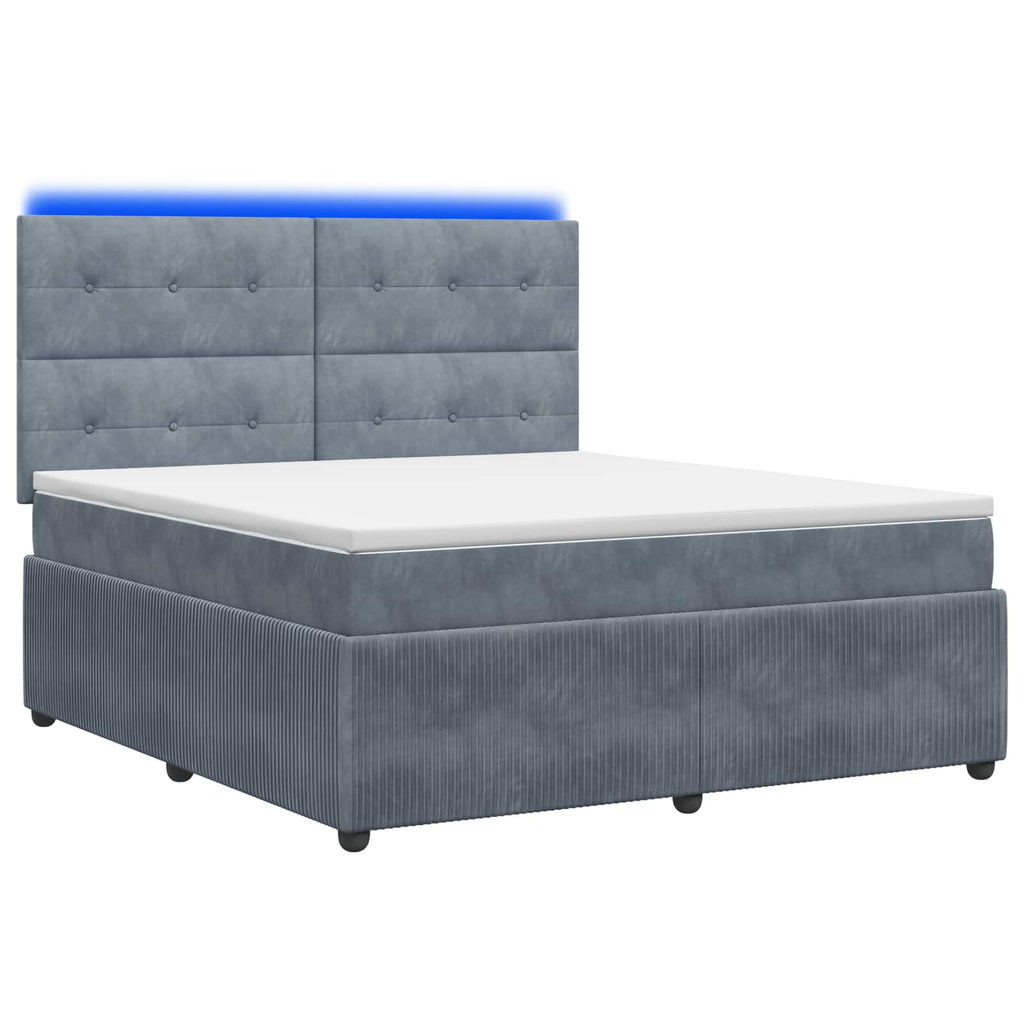 vidaXL Łóżko z box spring LED z materacem ciemnoszary 160 x 200 cm
