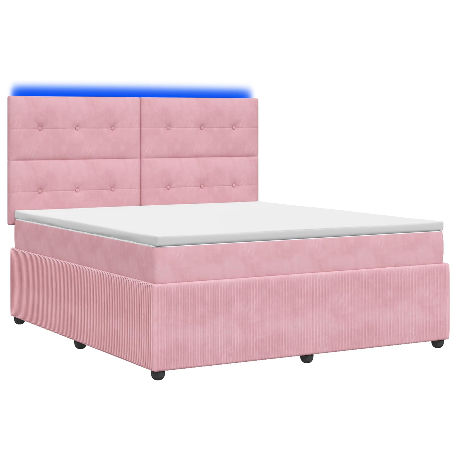 vidaXL Łóżko z box spring LED z materacem różowy 160 x 200 cm Welur