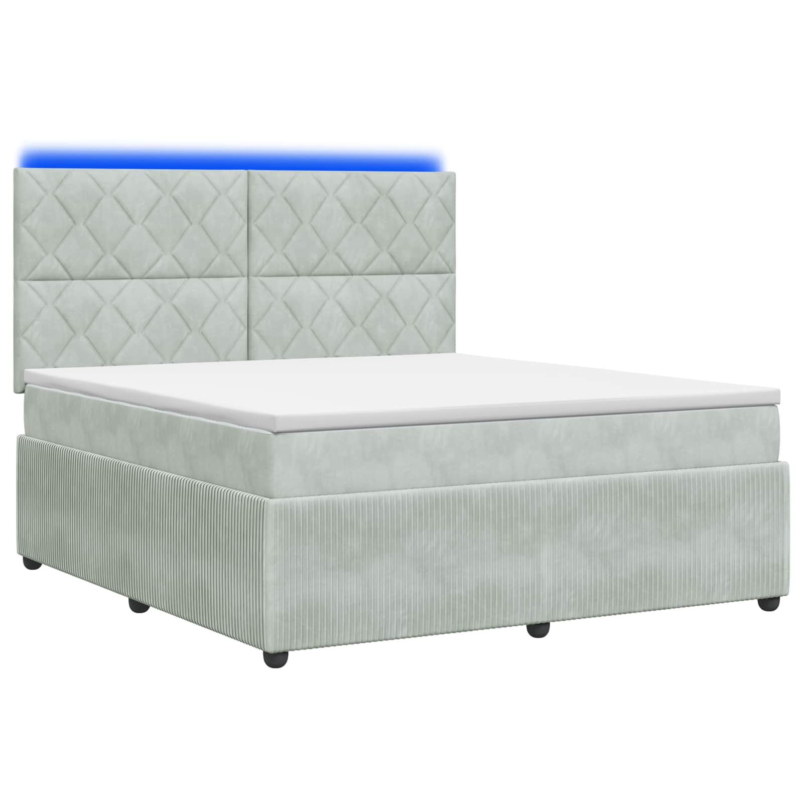 vidaXL Łóżko z box spring LED z materacem jasnoszary 160 x 200 cm