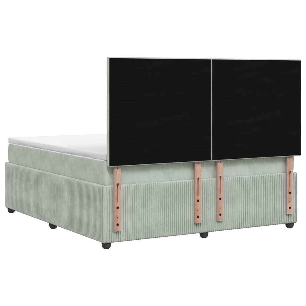 vidaXL Łóżko z box spring LED z materacem jasnoszary 160 x 200 cm