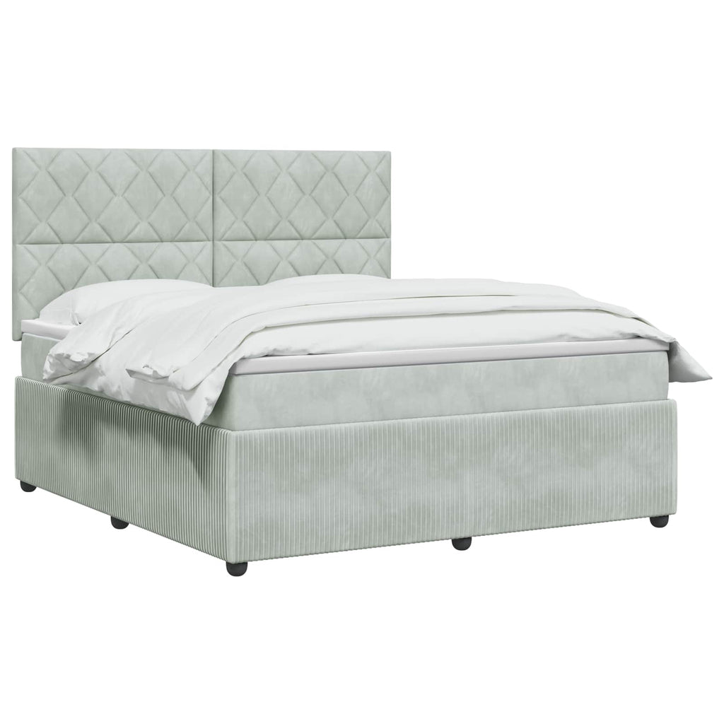 vidaXL Łóżko z box spring LED z materacem jasnoszary 160 x 200 cm