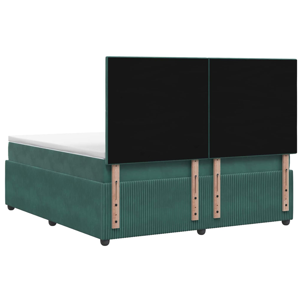 vidaXL Łóżko z box spring LED z materacem Ciemnozielony 160 x 200 cm