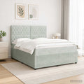vidaXL Łóżko z box spring LED z materacem jasnoszary 160 x 200 cm