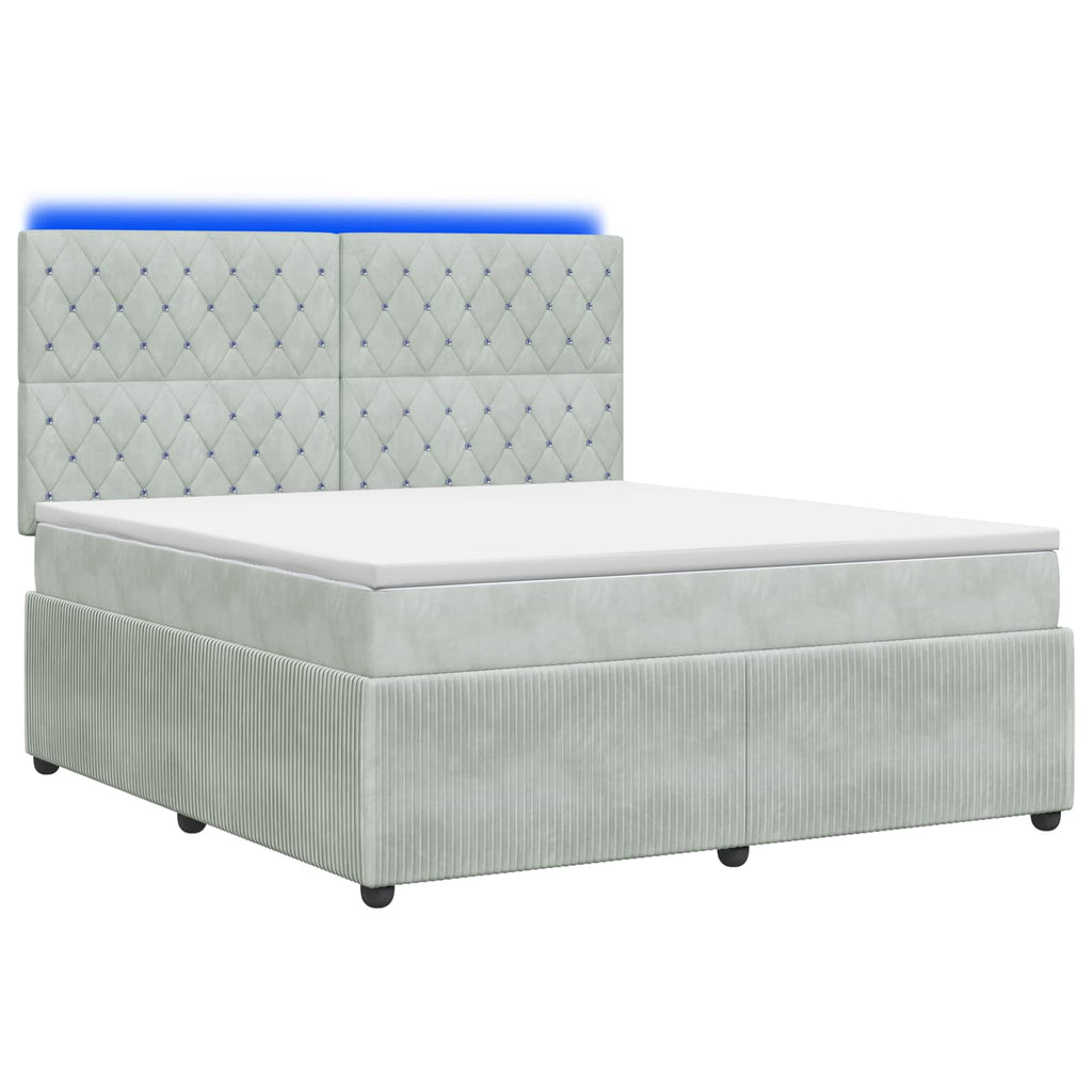 vidaXL Łóżko z box spring LED z materacem jasnoszary 180 x 200 cm