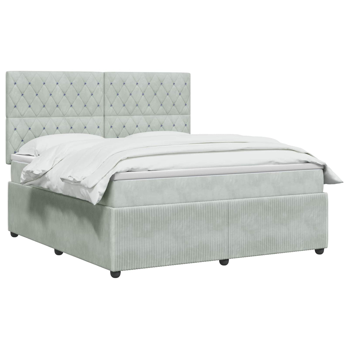 vidaXL Łóżko z box spring LED z materacem jasnoszary 180 x 200 cm