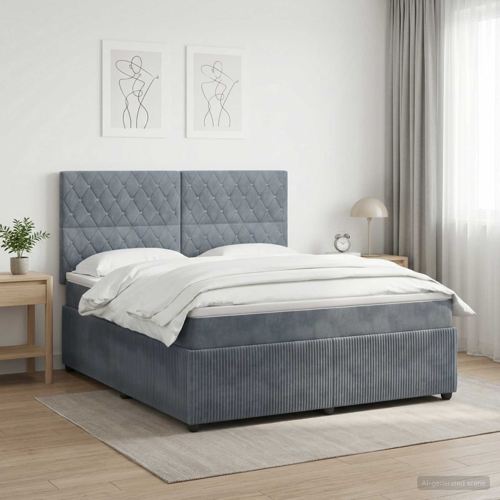 vidaXL Łóżko z box spring LED z materacem ciemnoszary 160 x 200 cm