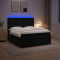 vidaXL Łóżko z box spring LED z materacem Czarny 180 x 200 cm Welur