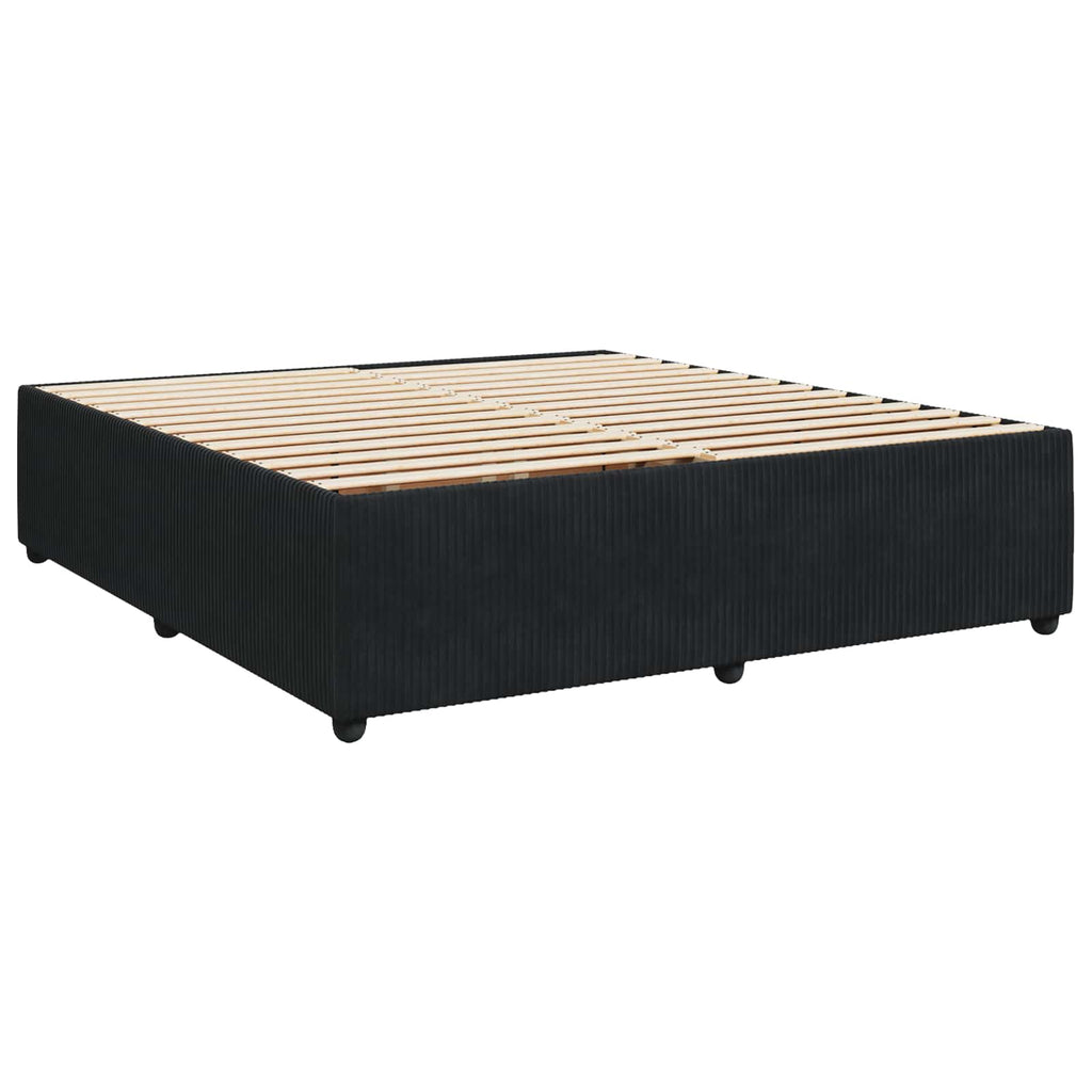 vidaXL Łóżko z box spring LED z materacem Czarny 180 x 200 cm Welur