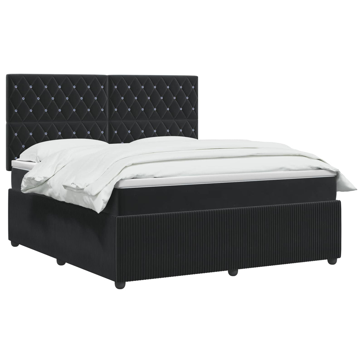 vidaXL Łóżko z box spring LED z materacem Czarny 180 x 200 cm Welur