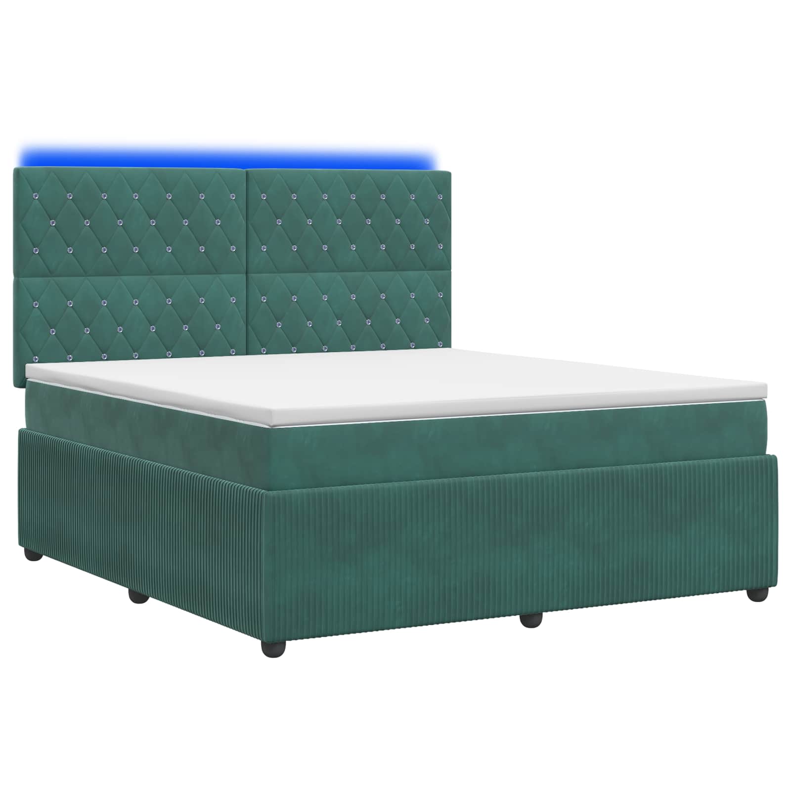 vidaXL Łóżko z box spring LED z materacem Ciemnozielony 180 x 200 cm