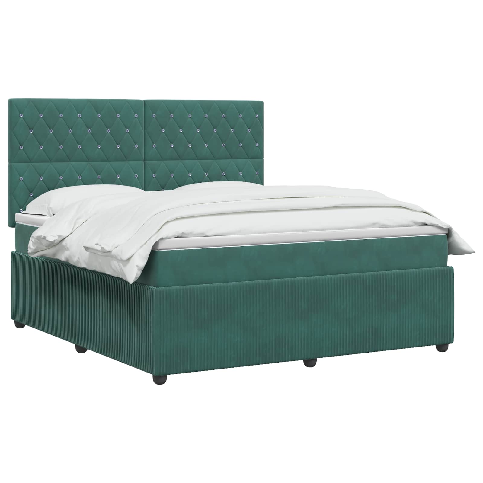vidaXL Łóżko z box spring LED z materacem Ciemnozielony 180 x 200 cm
