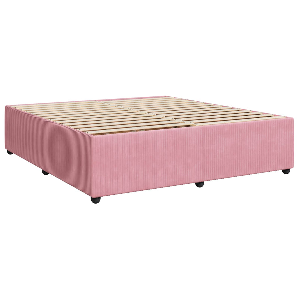 vidaXL Łóżko z box spring LED z materacem różowy 180 x 200 cm Welur