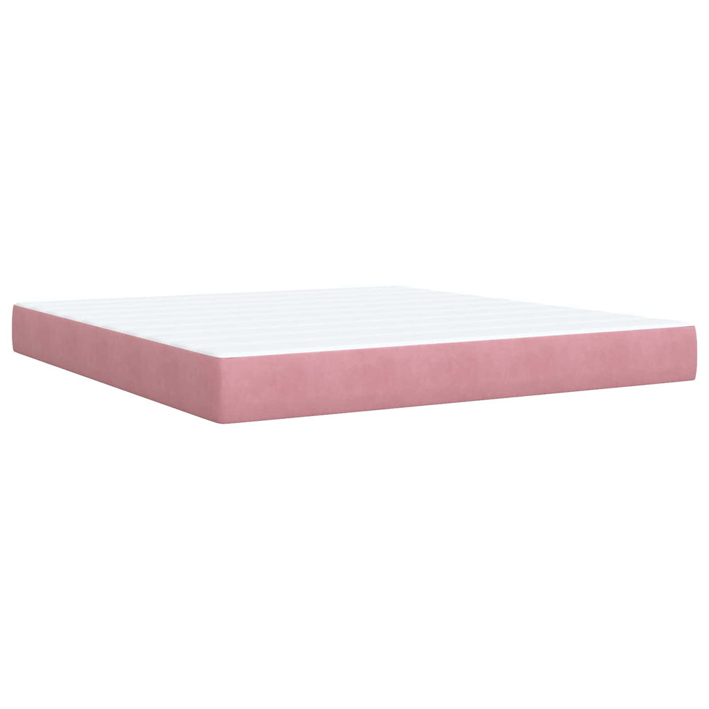 vidaXL Łóżko z box spring LED z materacem różowy 180 x 200 cm Welur