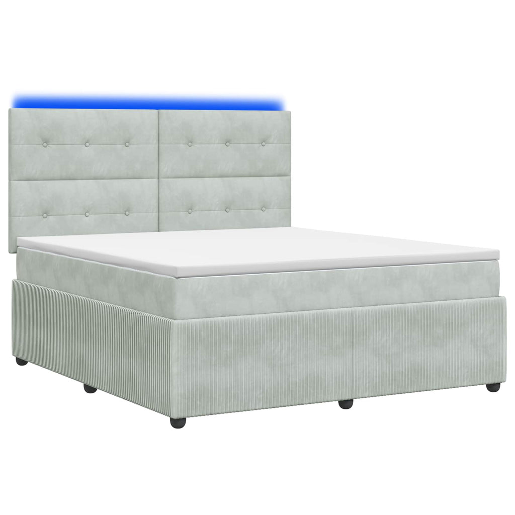 vidaXL Łóżko z box spring LED z materacem jasnoszary 180 x 200 cm