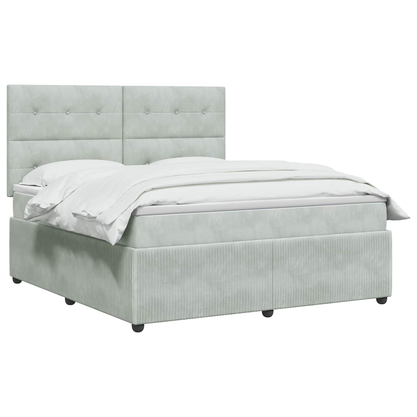 vidaXL Łóżko z box spring LED z materacem jasnoszary 180 x 200 cm