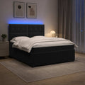 vidaXL Łóżko z box spring LED z materacem Czarny 160 x 200 cm Welur