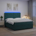 vidaXL Łóżko z box spring LED z materacem Ciemnozielony 160 x 200 cm