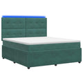 vidaXL Łóżko z box spring LED z materacem Ciemnozielony 180 x 200 cm