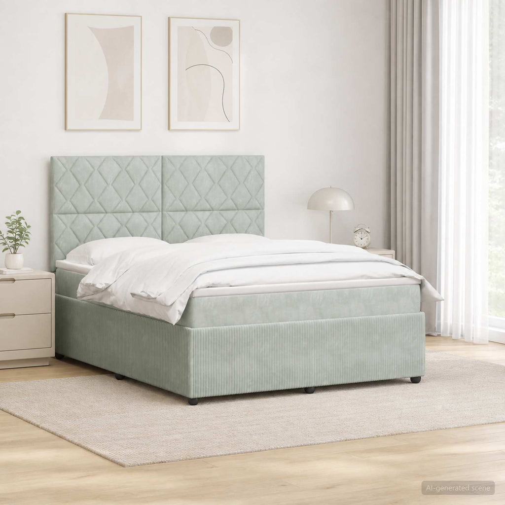 vidaXL Łóżko z box spring LED z materacem jasnoszary 160 x 200 cm