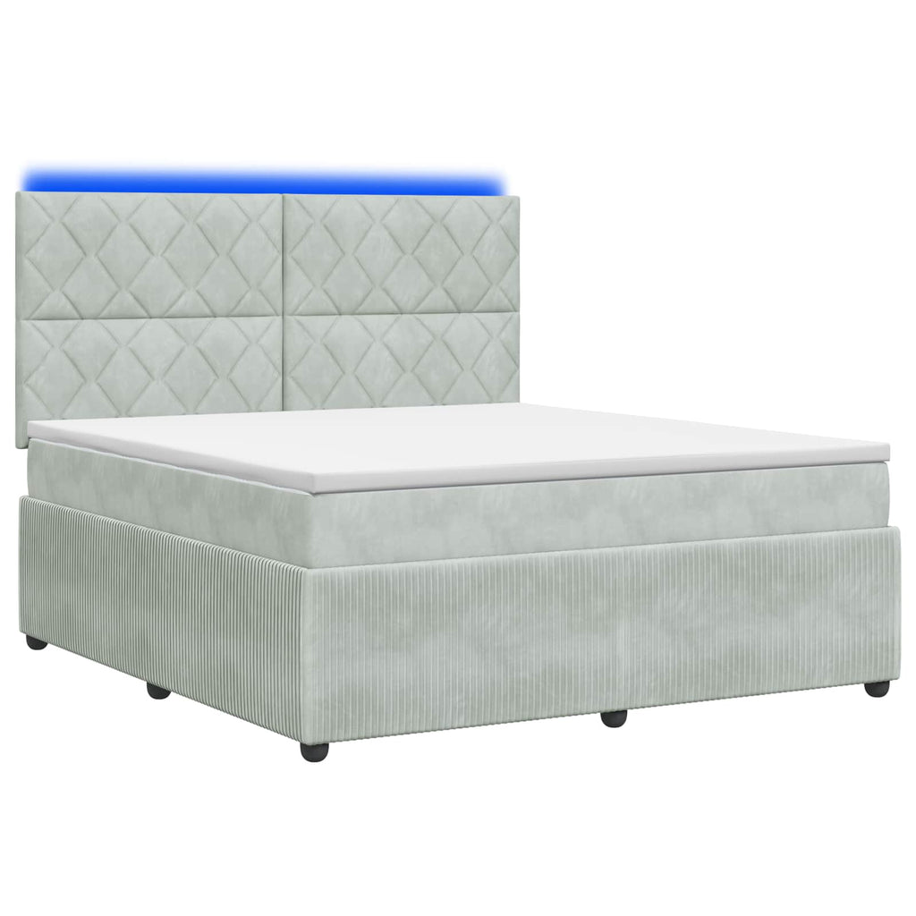 vidaXL Łóżko z box spring LED z materacem jasnoszary 180 x 200 cm
