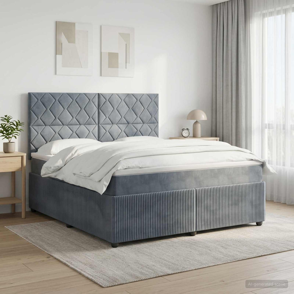 vidaXL Łóżko z box spring LED z materacem ciemnoszary 160 x 200 cm