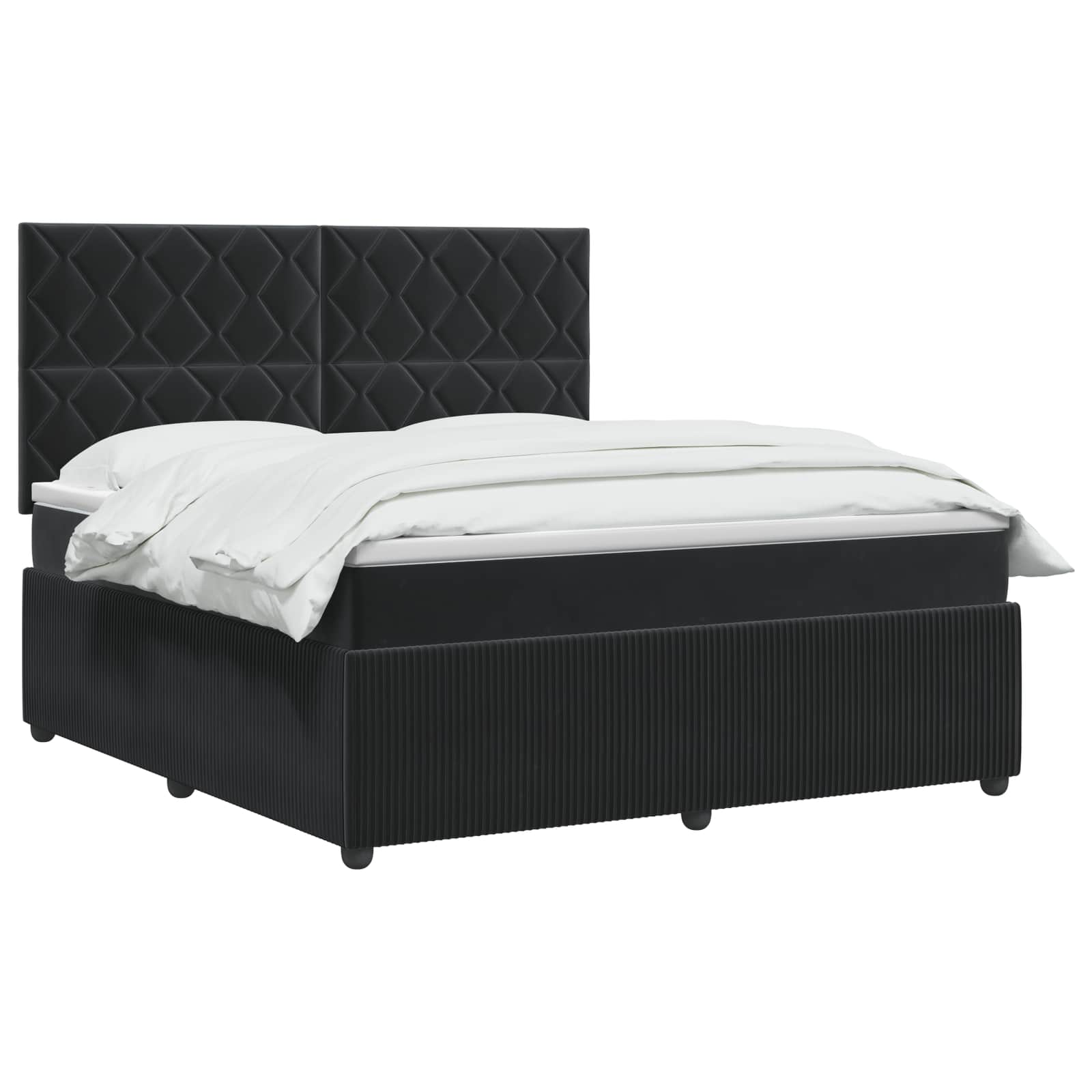 vidaXL Łóżko z box spring LED z materacem Czarny 180 x 200 cm Welur