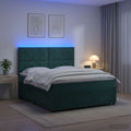 vidaXL Łóżko z box spring LED z materacem Ciemnozielony 160 x 200 cm