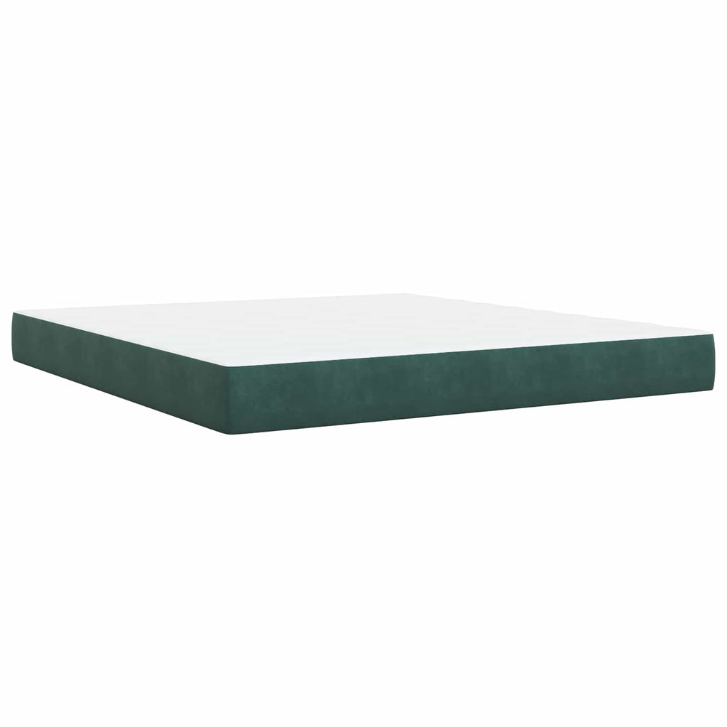 vidaXL Łóżko z box spring LED z materacem Ciemnozielony 180 x 200 cm