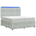 vidaXL Łóżko z box spring LED z materacem jasnoszary 200 x 200 cm
