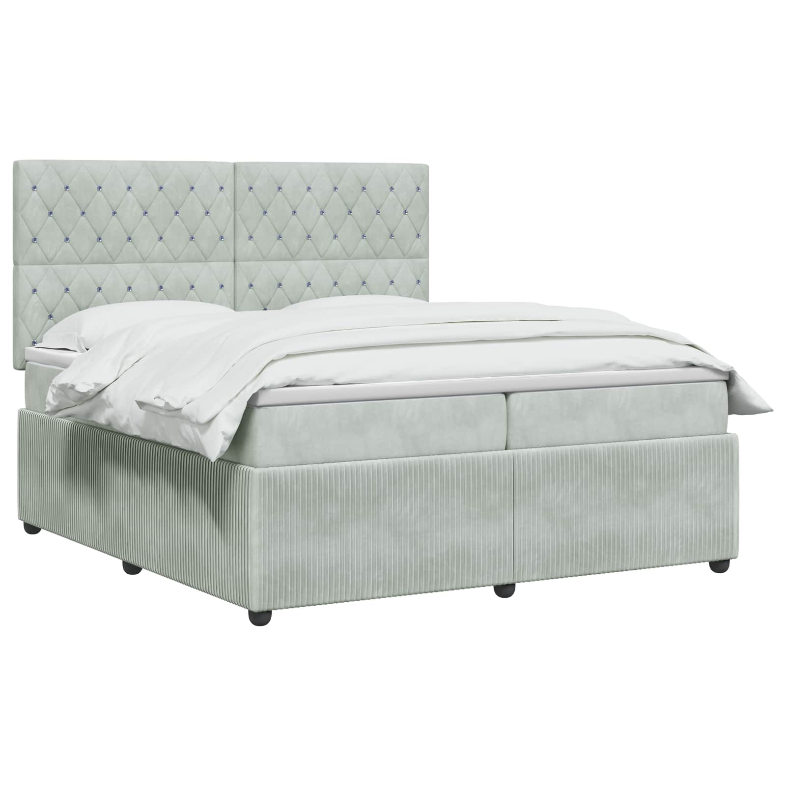 vidaXL Łóżko z box spring LED z materacem jasnoszary 200 x 200 cm