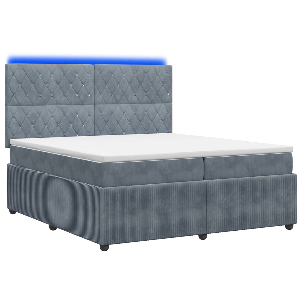 vidaXL Łóżko z box spring LED z materacem ciemnoszary 200 x 200 cm
