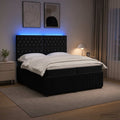 vidaXL Łóżko z box spring LED z materacem Czarny 200 x 200 cm Welur
