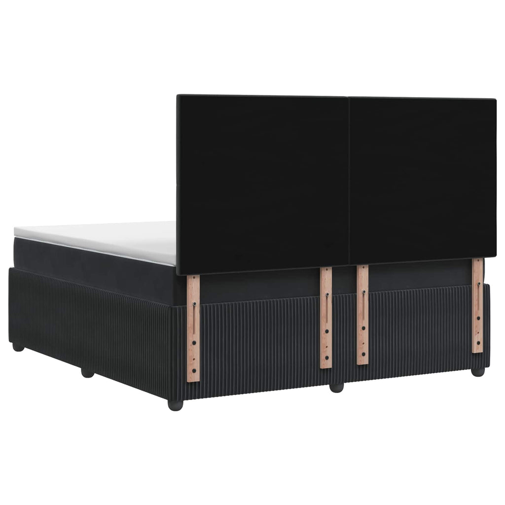 vidaXL Łóżko z box spring LED z materacem Czarny 200 x 200 cm Welur