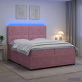 vidaXL Łóżko z box spring LED z materacem różowy 200 x 200 cm Welur