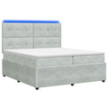 vidaXL Łóżko z box spring LED z materacem jasnoszary 200 x 200 cm