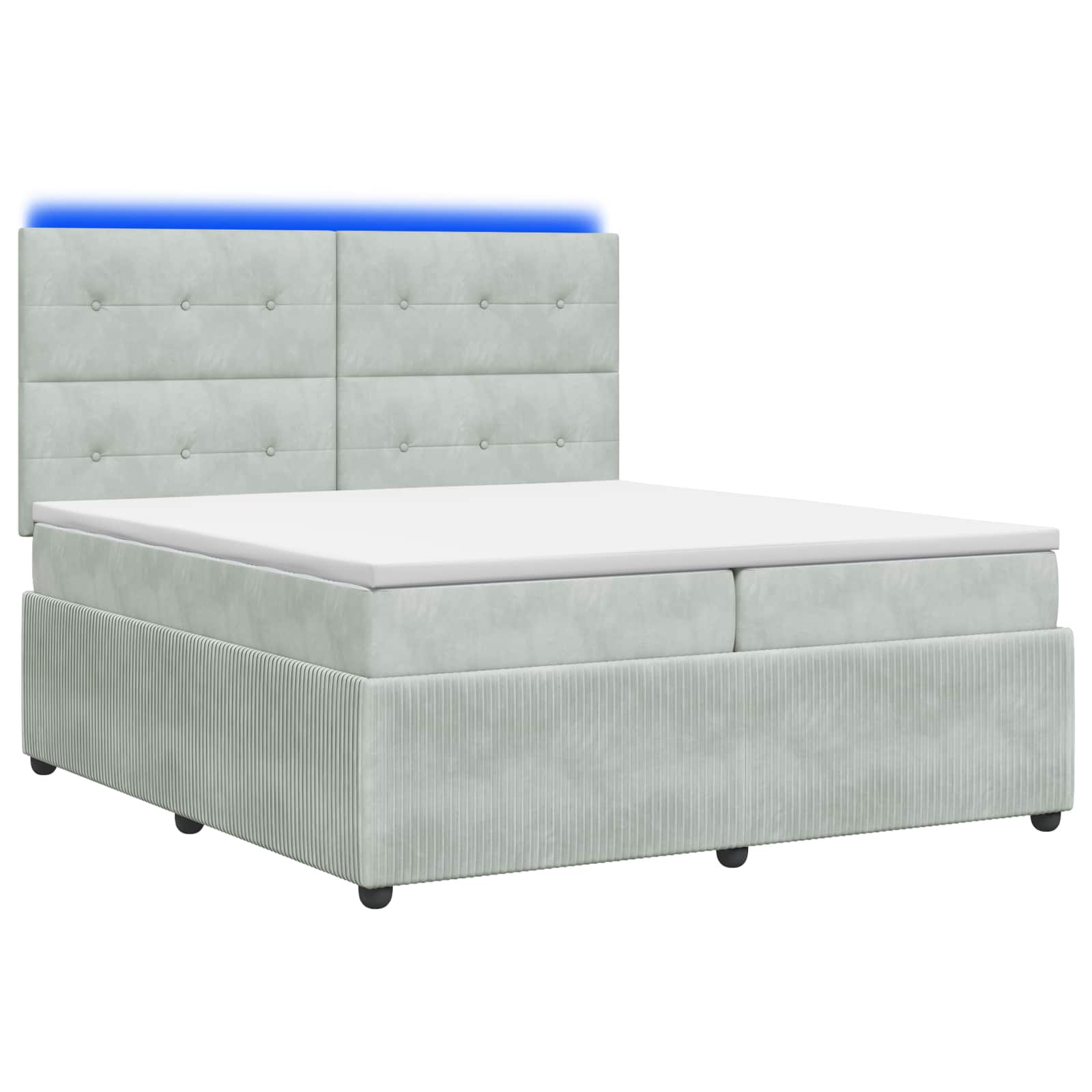 vidaXL Łóżko z box spring LED z materacem jasnoszary 200 x 200 cm