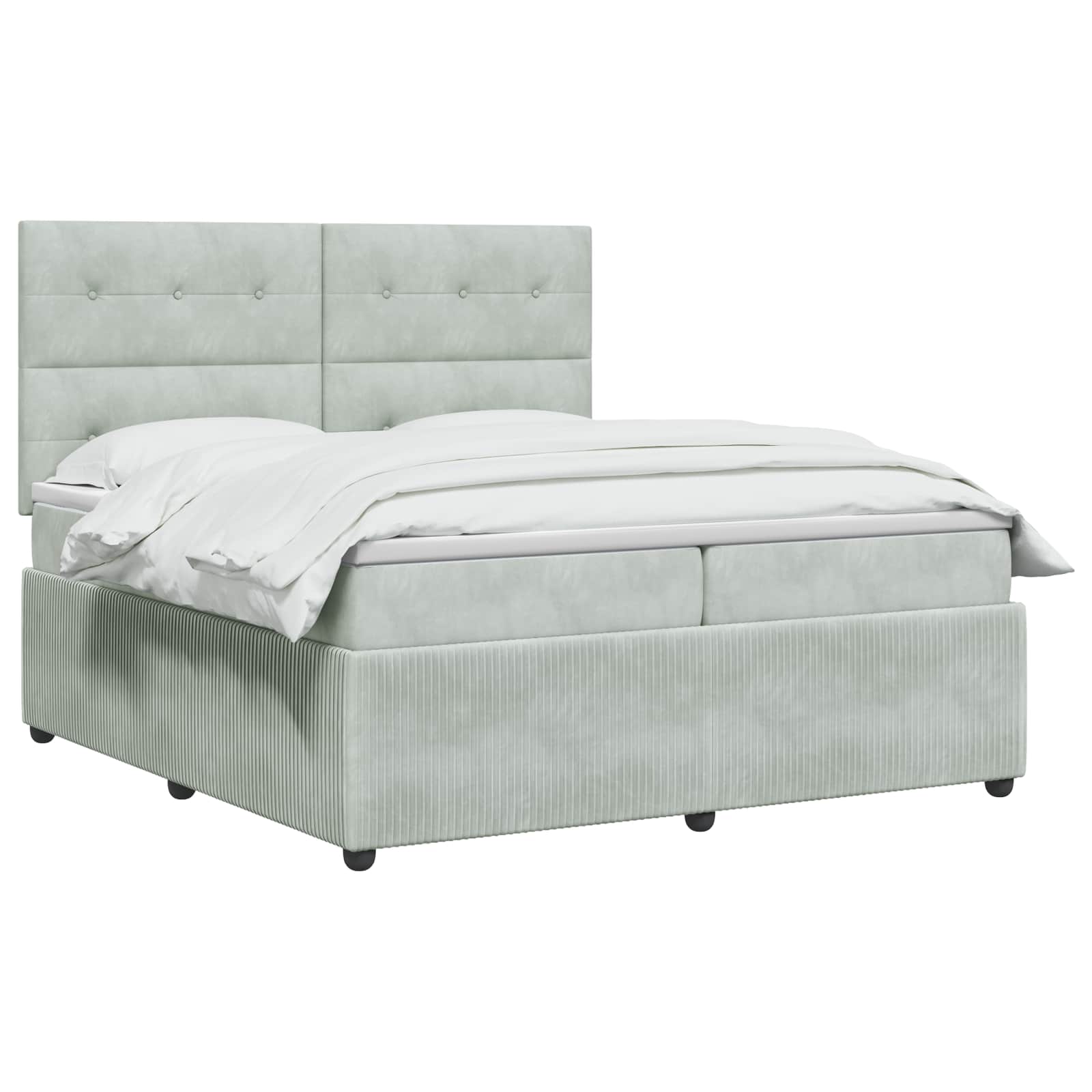 vidaXL Łóżko z box spring LED z materacem jasnoszary 200 x 200 cm