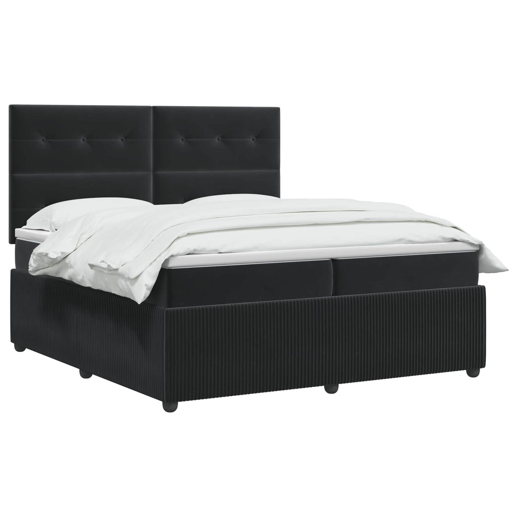 vidaXL Łóżko z box spring LED z materacem Czarny 200 x 200 cm Welur