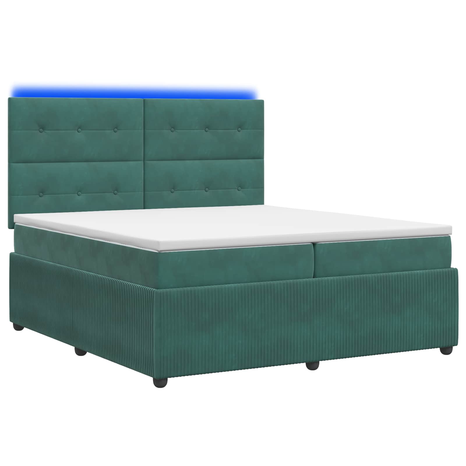 vidaXL Łóżko z box spring LED z materacem Ciemnozielony 200 x 200 cm