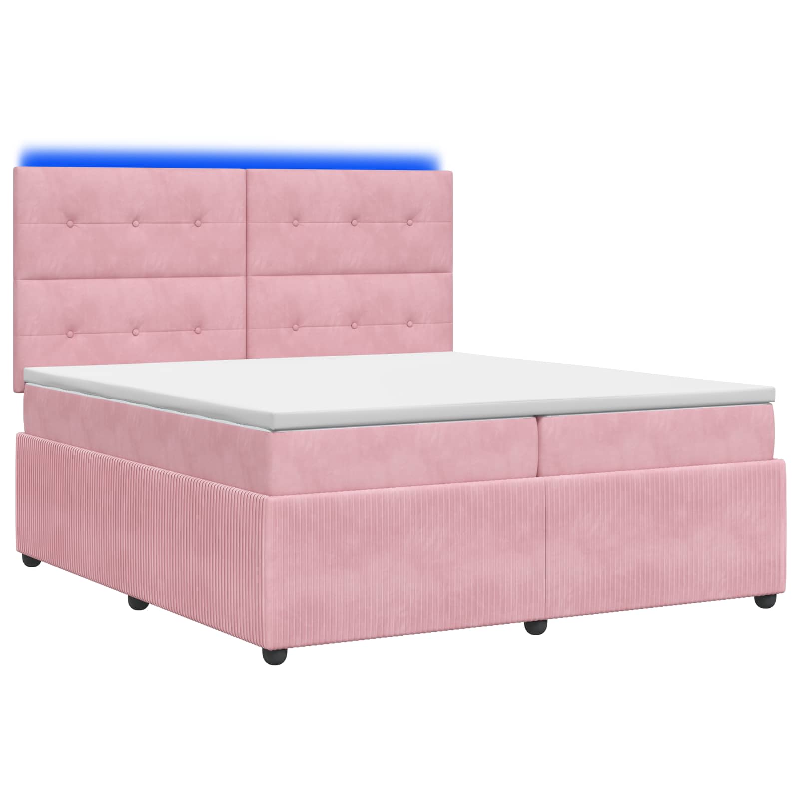 vidaXL Łóżko z box spring LED z materacem różowy 200 x 200 cm Welur