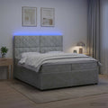 vidaXL Łóżko z box spring LED z materacem jasnoszary 200 x 200 cm