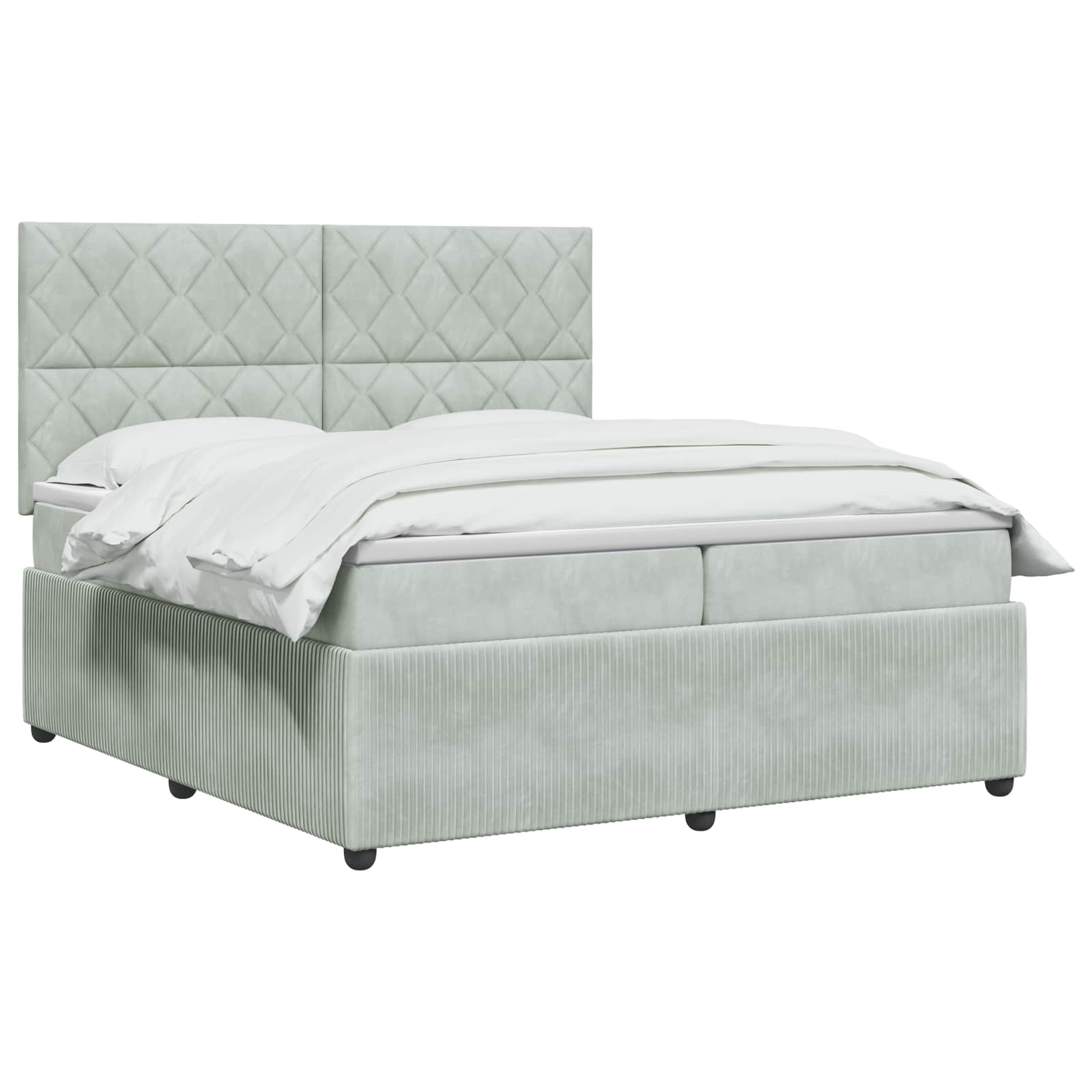 vidaXL Łóżko z box spring LED z materacem jasnoszary 200 x 200 cm