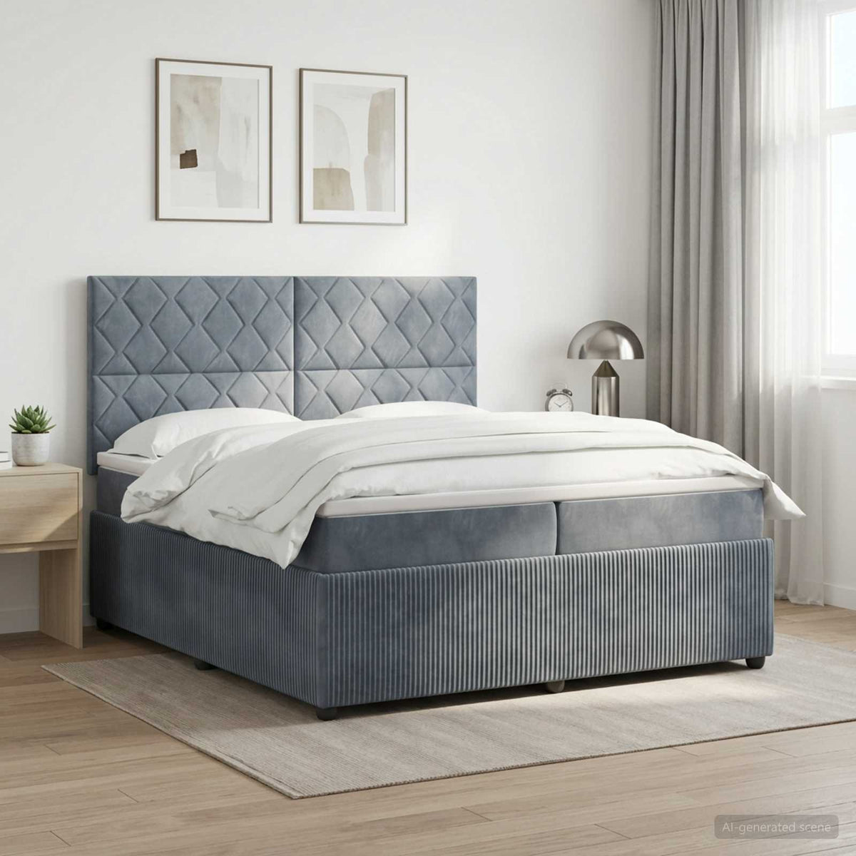 vidaXL Łóżko z box spring LED z materacem ciemnoszary 200 x 200 cm