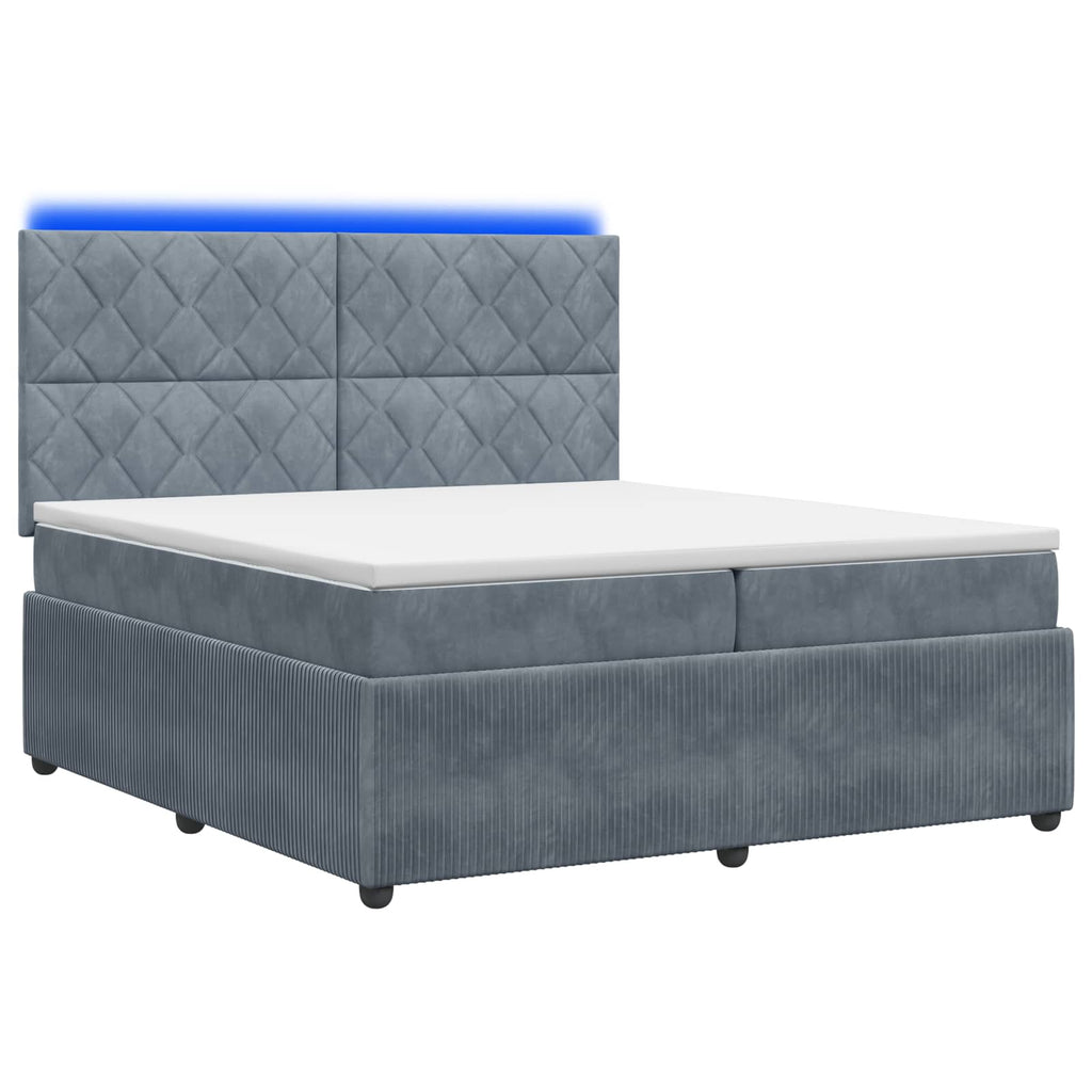 vidaXL Łóżko z box spring LED z materacem ciemnoszary 200 x 200 cm