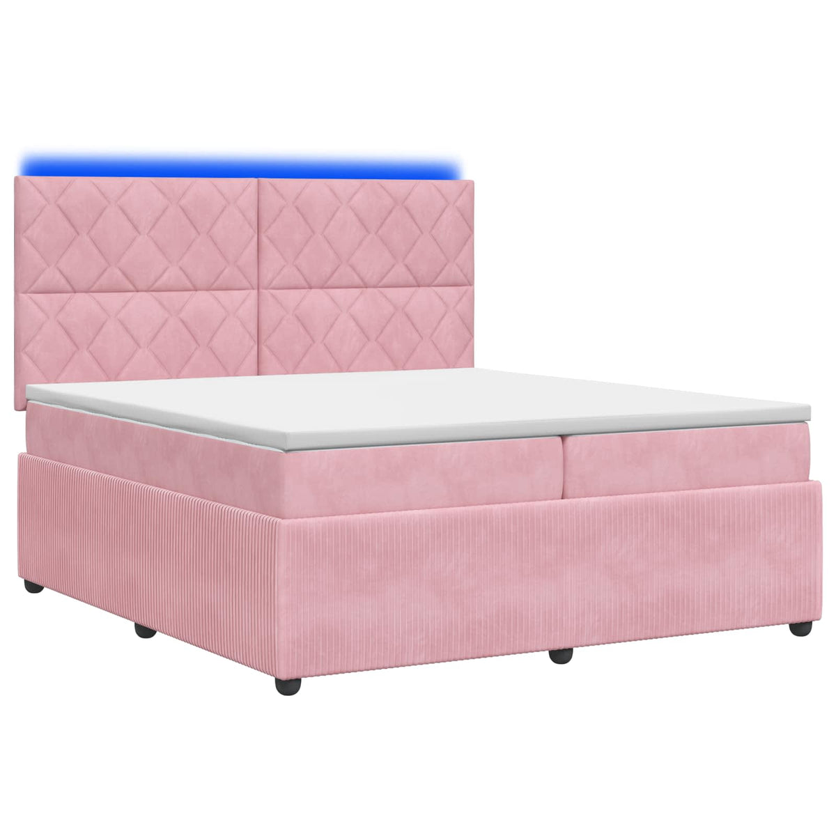 vidaXL Łóżko z box spring LED z materacem różowy 200 x 200 cm Welur