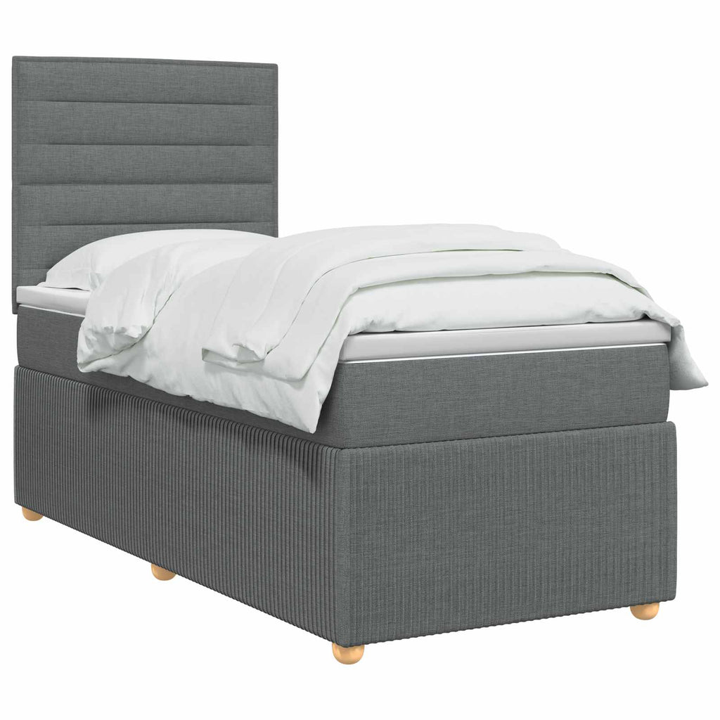 vidaXL Łóżko z box spring LED z materacem ciemnoszary 90 x 190 cm