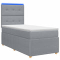vidaXL Łóżko z box spring LED z materacem jasnoszary 90 x 190 cm