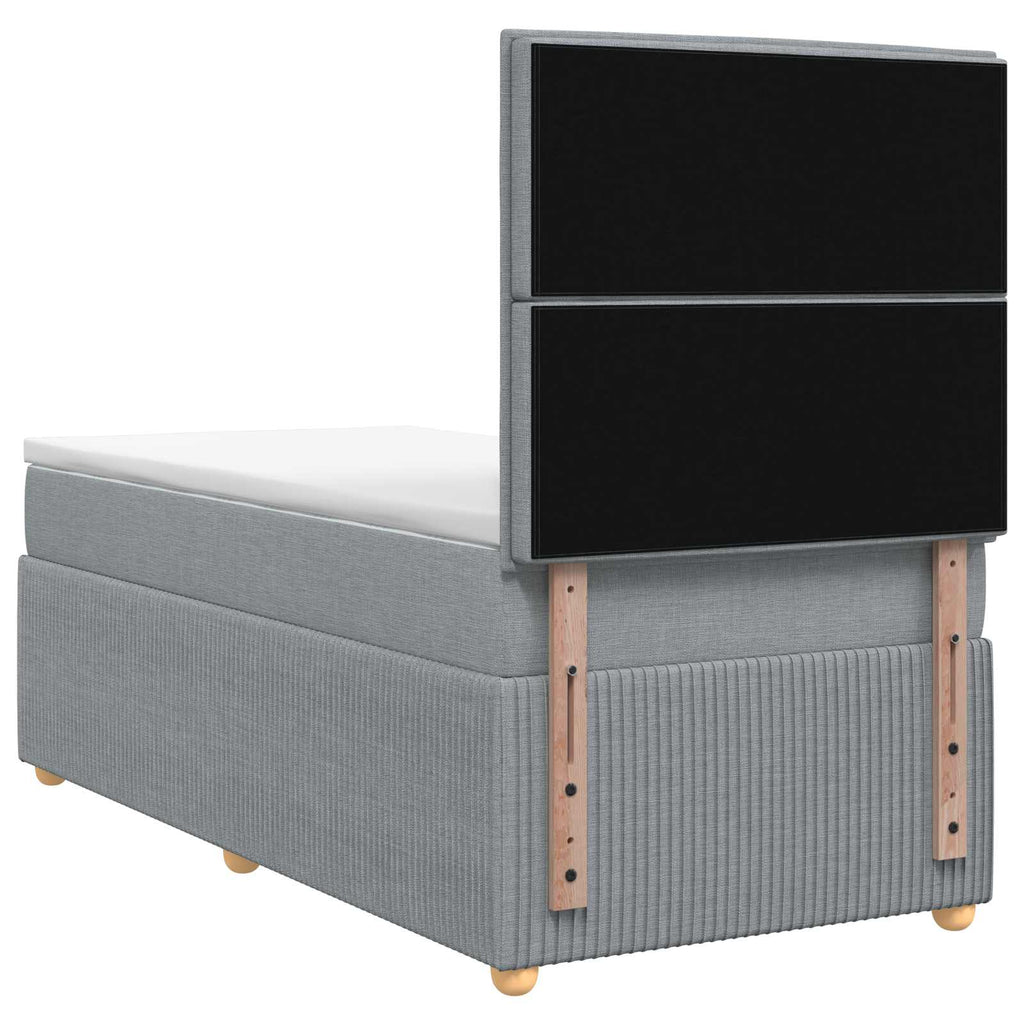 vidaXL Łóżko z box spring LED z materacem jasnoszary 90 x 190 cm