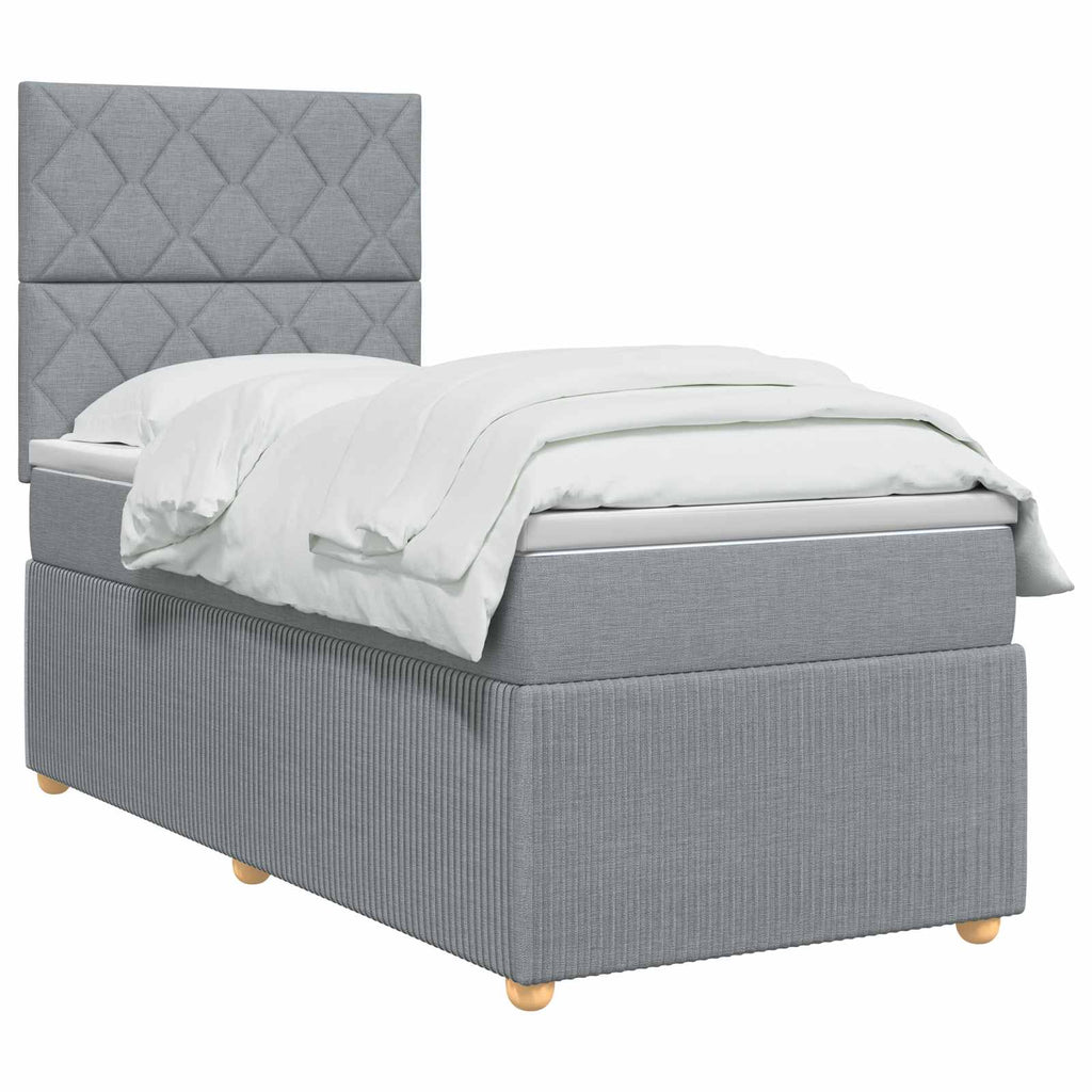 vidaXL Łóżko z box spring LED z materacem jasnoszary 90 x 190 cm